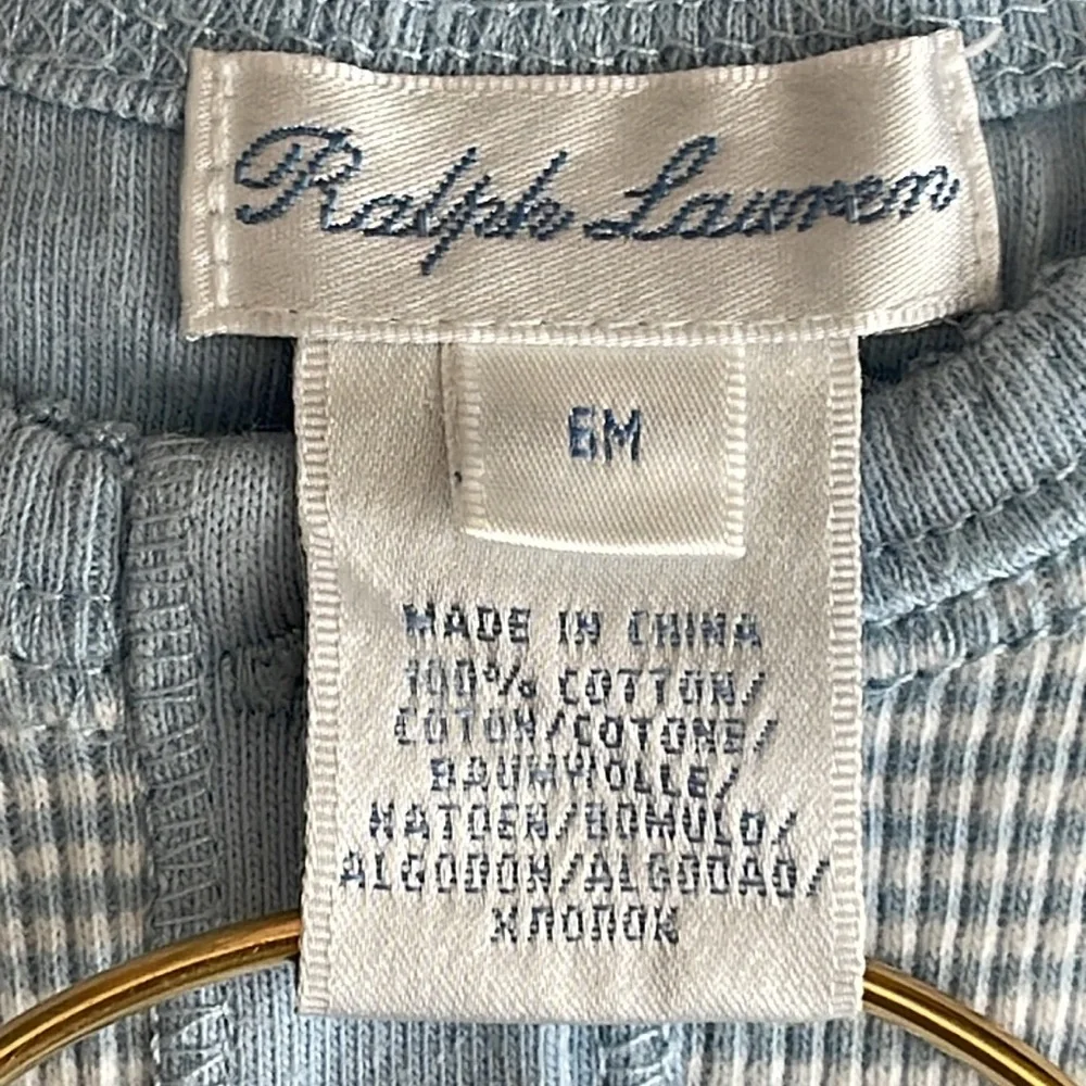 RALPH LAUREN STRIPPED RIBBED COTTON ONE PIECE BODYSUIT